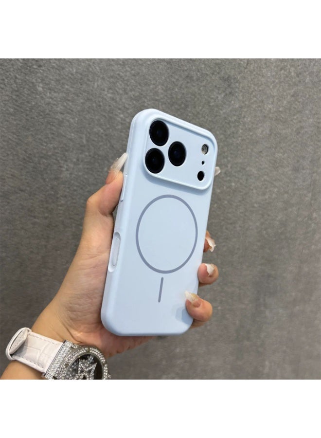 غطاء سيليكون متوافق مع آيفون 17 برو ماكس، غطاء سيليكون سائل، غطاء حماية كامل للجسم، مقاوم للصدمات، غطاء هاتف نحيف، بطانة ناعمة من الألياف الدقيقة مضادة للخدش - أزرق سماوي - Image 3